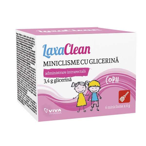 LAXACLEAN - Miniclisme cu glicerina, pentru copii (3.4 g) - VivaPharma
